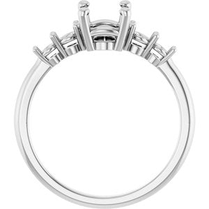 14K White Gold 8x6 mm Oval Accented Engagement Ring Mounting