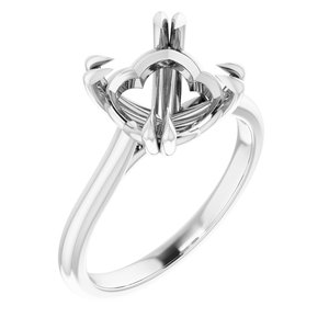 14K White Gold 9 mm Cushion Solitaire Engagement Ring Mounting