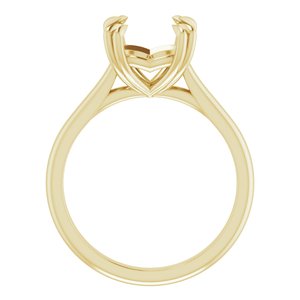 14K Yellow Gold 9 mm Cushion Solitaire Engagement Ring Mounting