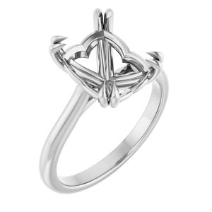 14K White Gold 10x8 mm Emerald Solitaire Engagement Ring Mounting