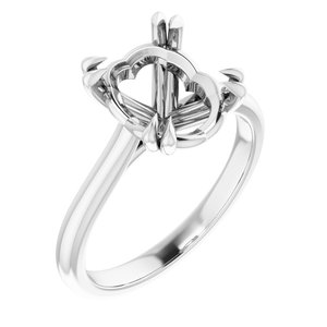 14K White Gold 11x9 mm Oval Solitaire Engagement Ring Mounting