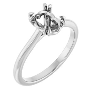 14K White Gold 8x6 mm Oval Solitaire Engagement Ring Mounting