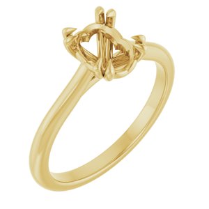 14K Yellow Gold 8x6 mm Oval Solitaire Engagement Ring Mounting