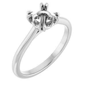 14K White Gold 6.5 mm Round Solitaire Engagement Ring Mounting