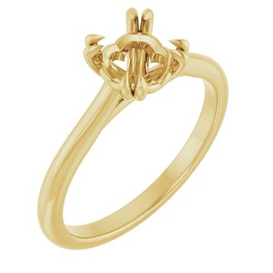 14K Yellow Gold 6.5 mm Round Solitaire Engagement Ring Mounting