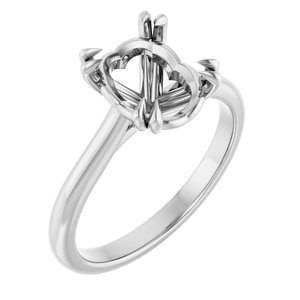 14K White Gold 10x8 mm Oval Solitaire Engagement Ring Mounting