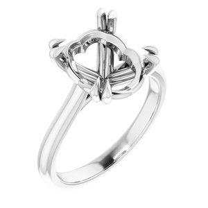 10K White Gold 12x10 mm Oval Solitaire Engagement Ring Mounting