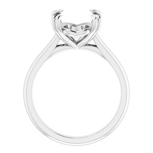 10K White Gold 12x10 mm Oval Solitaire Engagement Ring Mounting