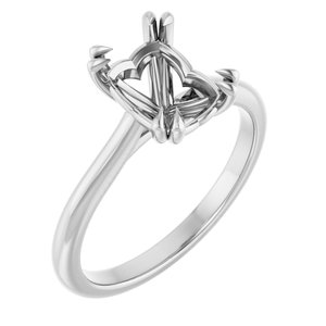 14K White Gold 8x6 mm Emerald Solitaire Engagement Ring Mounting