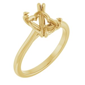 14K Yellow Gold 8x6 mm Emerald Solitaire Engagement Ring Mounting