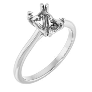 14K White Gold 7x5 mm Emerald Solitaire Engagement Ring Mounting