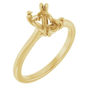 14K Yellow Gold 7x5 mm Emerald Solitaire Engagement Ring Mounting