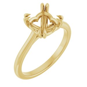 14K Yellow Gold 7 mm Asscher Solitaire Engagement Ring Mounting