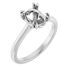 14K White Gold 9x7 mm Oval Solitaire Engagement Ring Mounting