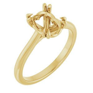 14K Yellow Gold 9x7 mm Oval Solitaire Engagement Ring Mounting