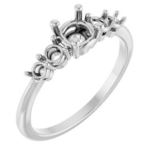 14K White Gold 5.2 mm Round Accented Engagement Ring Mounting