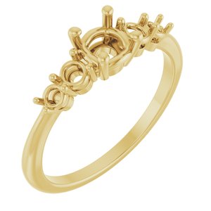 14K Yellow Gold 5.2 mm Round Accented Engagement Ring Mounting