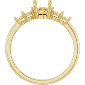 14K Yellow Gold 7x5 mm Oval Accented Engagement Ring Mounting