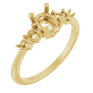 14K Yellow Gold 7x5 mm Oval Accented Engagement Ring Mounting