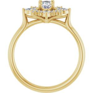14K Yellow Gold 6x4 mm Oval 1/3 CTW Natural Diamond Semi-Set Engagement Ring