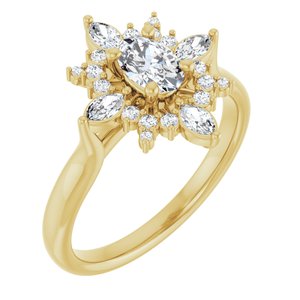14K Yellow Gold 6x4 mm Oval 1/3 CTW Natural Diamond Semi-Set Engagement Ring