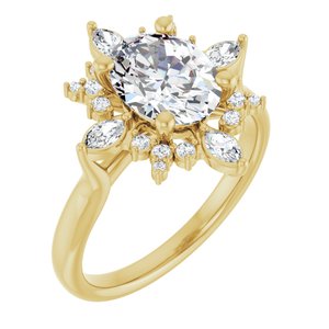 14K Yellow Gold 9x7 mm Oval 1/3 CTW Lab-Grown Diamond Semi-Set Engagement Ring