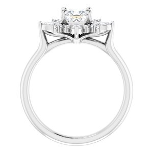14K White Gold 4.5x4.5 mm Square 1/3 CTW Natural Diamond Semi-Set Engagement Ring