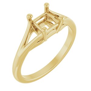 14K Yellow Gold 5 mm Square 4-Prong Cathedral Split Shank Engagement Ring Mounting