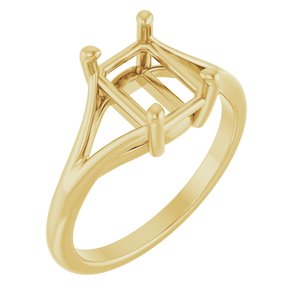 14K Yellow Gold 8x6 mm Emerald 4-Prong Cathedral Split Shank Engagement Ring Mounting