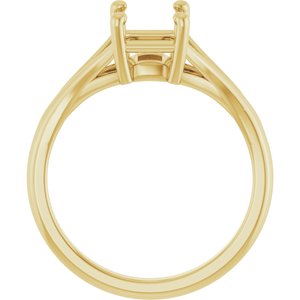 14K Yellow Gold 8x6 mm Emerald 4-Prong Cathedral Split Shank Engagement Ring Mounting