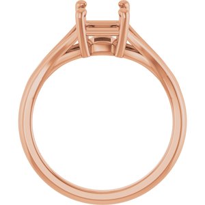 14K Rose Gold 8x6 mm Emerald 4-Prong Cathedral Split Shank Engagement Ring Mounting