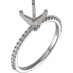 14K White Gold 6.5 mm Round Engagement Ring Mounting