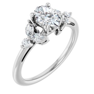 14K White Gold 7x5 mm Oval 1/4 CTW Natural Diamond Semi-Set Engagement Ring