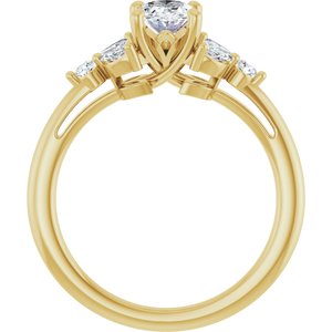 14K Yellow Gold 7x5 mm Oval 1/4 CTW Natural Diamond Semi-Set Engagement Ring