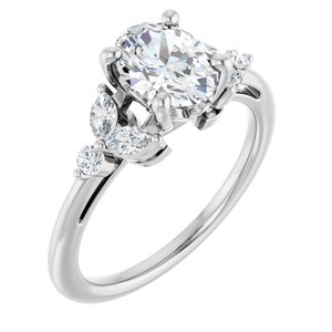14K White Gold 8x6 mm Oval 1/4 CTW Natural Diamond Semi-Set Engagement Ring