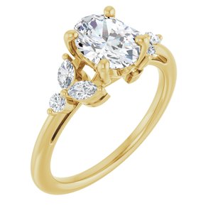 14K Yellow Gold 8x6 mm Oval 1/4 CTW Natural Diamond Semi-Set Engagement Ring