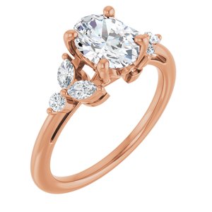 14K Rose Gold 8x6 mm Oval 1/4 CTW Natural Diamond Semi-Set Engagement Ring