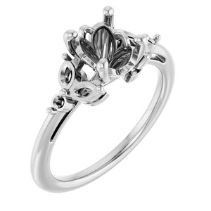 14K White Gold 8x6 mm Oval Engagement Ring Mounting