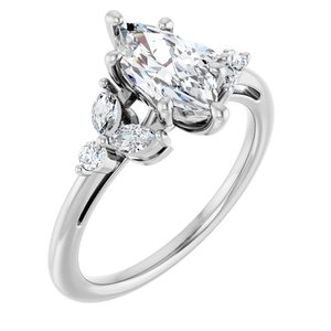 Platinum 10x5 mm Marquise 1 1/6 CTW Natural Diamond Semi-Set Engagement Ring