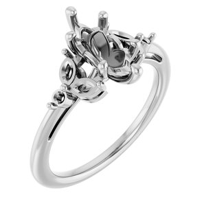 14K White Gold 10x5 mm Marquise Engagement Ring Mounting