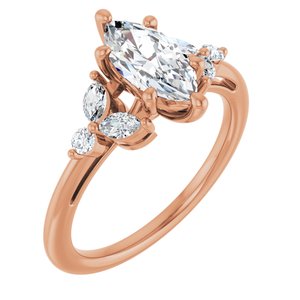 14K Rose Gold 10x5 mm Marquise 1 1/6 CTW Natural Diamond Semi-Set Engagement Ring