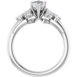 Platinum 10x5 mm Marquise 1 1/6 CTW Natural Diamond Semi-Set Engagement Ring