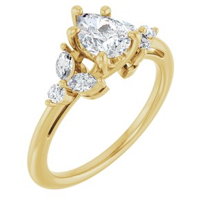 14K Yellow Gold 7x5 mm Pear 1/4 CTW Natural Diamond Semi-Set Engagement Ring