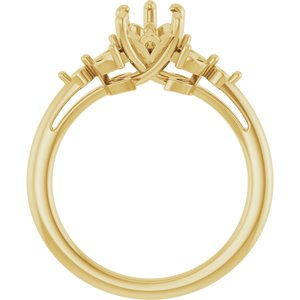 14K Yellow Gold 8x6 mm Pear Engagement Ring Mounting
