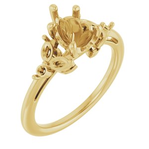 14K Yellow Gold 8x6 mm Pear Engagement Ring Mounting