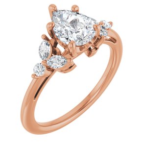 14K Rose Gold 8x6 mm Pear 1/4 CTW Natural Diamond Semi-Set Engagement Ring