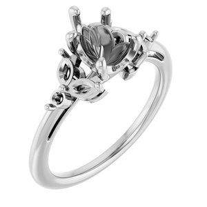 14K White Gold 8x6 mm Pear Engagement Ring Mounting