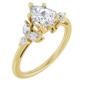 14K Yellow Gold 8x6 mm Pear 1/4 CTW Natural Diamond Semi-Set Engagement Ring