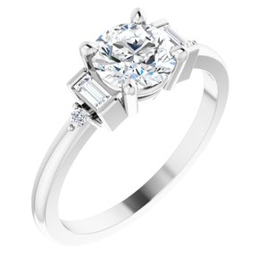 14K White Gold 6.5 mm Round 1/8 CTW Natural Diamond Semi-Set Engagement Ring