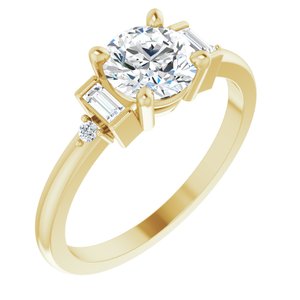 14K Yellow Gold 6.5 mm Round 1/8 CTW Natural Diamond Semi-Set Engagement Ring